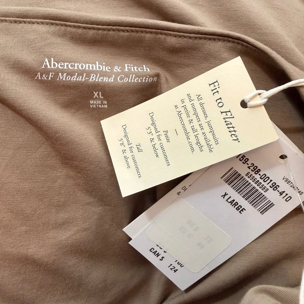 Abercrombie & Fitch Womens Brown Ruched Draped Maxi Dress Size XL NEW